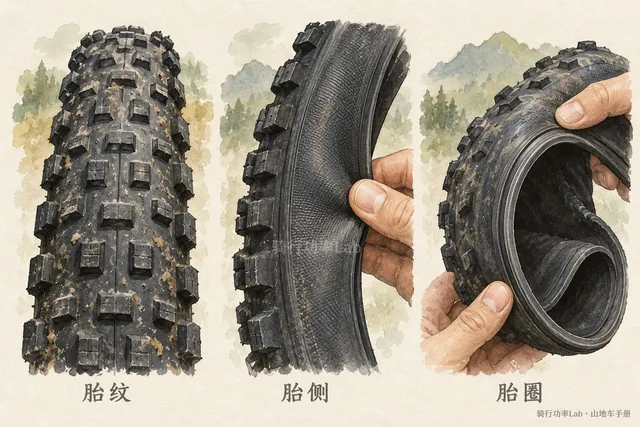 把胎纹、胎体与胎圈分别观察，避免只用胎宽评价一条轮胎。
